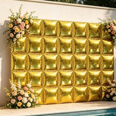 50Pcs Durable Gold Square Foil Balloons Wall Backdrop for Graduation Party