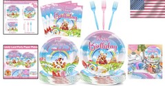 Vibrant 96-Pc Candyland Party Dinnerware – Perfect for Celebrations of 24