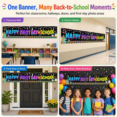 First Day of School Banner, Back to School Classroom Decorations | 118 X 19.6 in