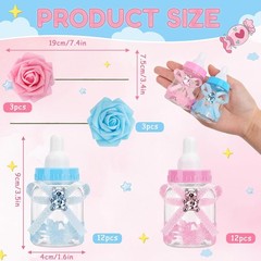 Delightful 24 Baby Bottle Candy Boxes & Handmade Floral Roses for Celebrations