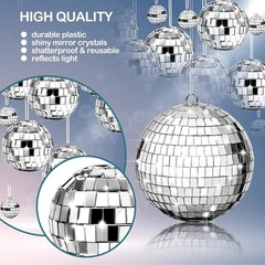 Assorted Mini Disco Balls – 20 Pcs Silver Reflective Ornaments for Celebrations