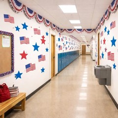 30-PC Patriotic Flag Stars Cardboard Cut-Outs July 4th Decor 5.25″ – 10.5″L #674