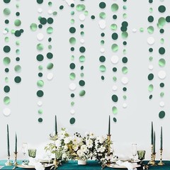46 Ft Sage Green Party Decorations Metallic Sage Green White Polka Dots Garla…