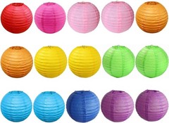 15pcs Colorful Paper Lanterns for Outdoor Indoor Party Decoration 12 inch