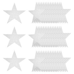 50 PCS Glitter Star Cutouts 11 Inch Shape Double Printed Paper Silver White