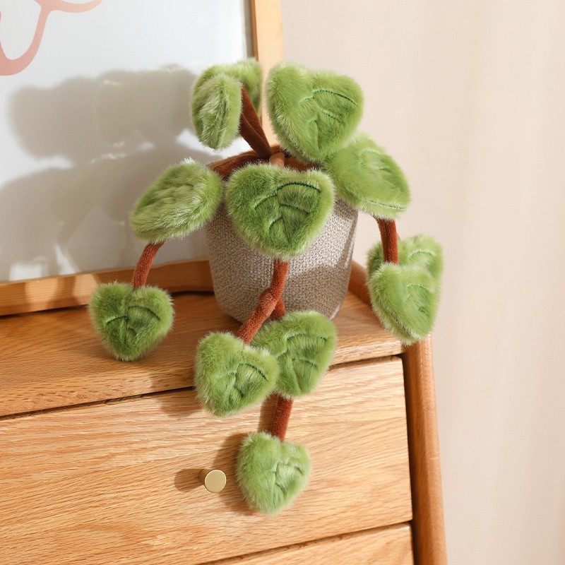 Plush Pothos Plant Decor, 2 Color Options Faux Trailing Greenery Stuffed Home