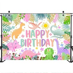 Mocsicka Dinosaur Birthday Backdrop – Cartoon Girl Birthday Background Party …