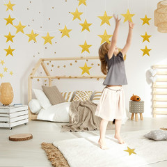 100 PCS Glitter Gold Five Star Cutouts Paper Stars Confetti Cutout Gold Star Cut