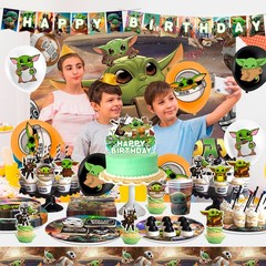 Star Wars Party Decorations Yoda Birthday Tableware Balloons Plates Cake Topper