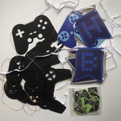 Video Game Party Decor Lot Controller Banner Happy Birthday Cupcake Toppers Set