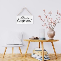 White Rustic We’re Engaged Wedding Sign Photo Props 12×6 Inch Party Decor