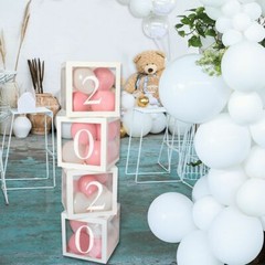 Customize Transparent Balloon Letter Box for Birthday Parties, Gender Reveal etc