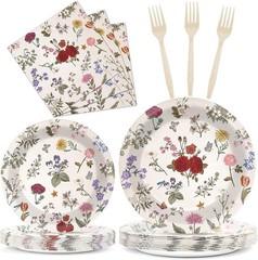 Sturdy 96 Count Vintage Floral Party Dinnerware – Perfect for Weddings & Showers