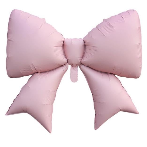2PCS Valentines Party Pack Light Pink Bow Knot Shaped Balloon Pink Ribbon Bow…