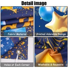 Happy 15th Birthday Backdrop Decorations Blue 15th Blue Gold Background Banner