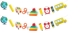 2 Pack Back to School Classroom Garland Banner – School Theme Hanging Decoration