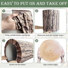 Juego de 5 cubiertas de pedestal cilíndricas de madera, con textura de madera