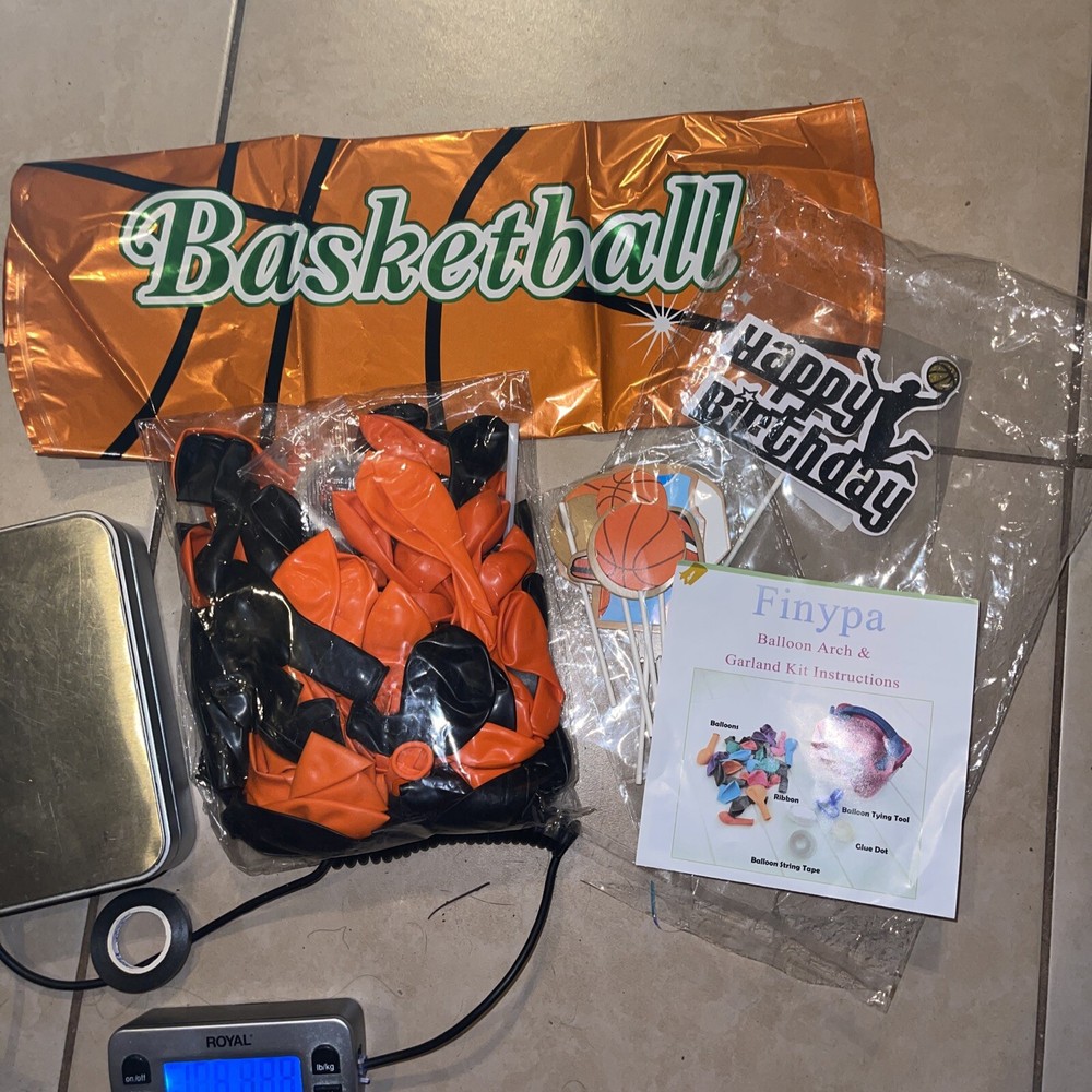 basketball black and orange balloon arch kit With Cake topper and cupcake topper