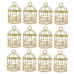 12PC Gold Mini Metal Wire Bird Cage Wedding Candy Party Favor Box Decoration