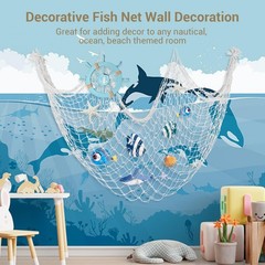 2 Pack Decoractive Fishing Net 80×40 Inch, 3mm Off White Natural Cotton Large…