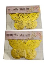 Lot of 2 12 pc 3D Butterfly Decorative Cutout Gold Multiple Sizes 2”-4″ Stick On