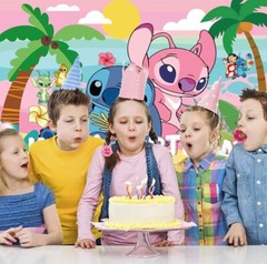 Lilo & Stitch Birthday Party Decoration, 4.9×3.2ft Happy Birthday Backdrop