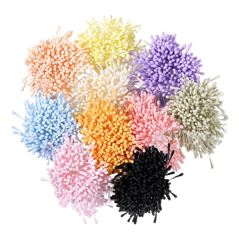 SynHHergyx 1200 Pcs Flower Stamens for Crafts, Artificial Mixed Color