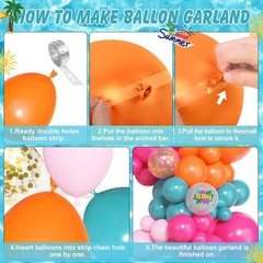 165Pcs Summer Aloha Tropical Balloon Arch Garland Kit, Hot Pink Green Orange …
