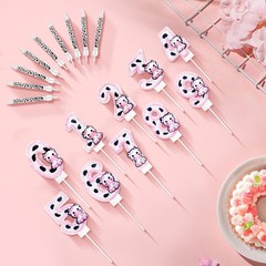 13 Pcs Cow Themed Birthday Candles – 0 to 9 Pink Number 2,