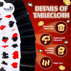 3 Pcs Casino Theme Party Decorations Poker Tablecloth Poker Plastic Disposable T