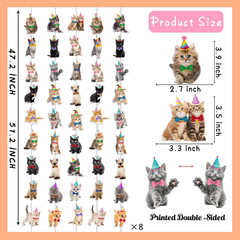 Cat Theme Garlands Kitten Birthday Party Decorations 8PCS Pet Cat Hanging Paper