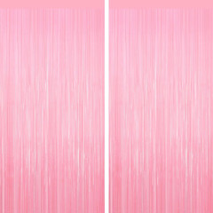 Pastel Pink Tinsel Backdrop Foil Fringe Curtains – 2 Packs Door Streamers Backdr