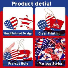 Charming 36 Pc Wooden Patriotic Ornament Set – Perfect for July 4 Celebrations