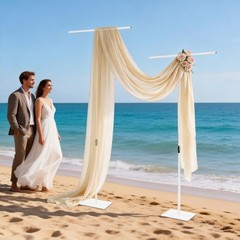 2PCS White Wedding Backdrop Stands,94-247cm Height Adjustable Backdrop Stands