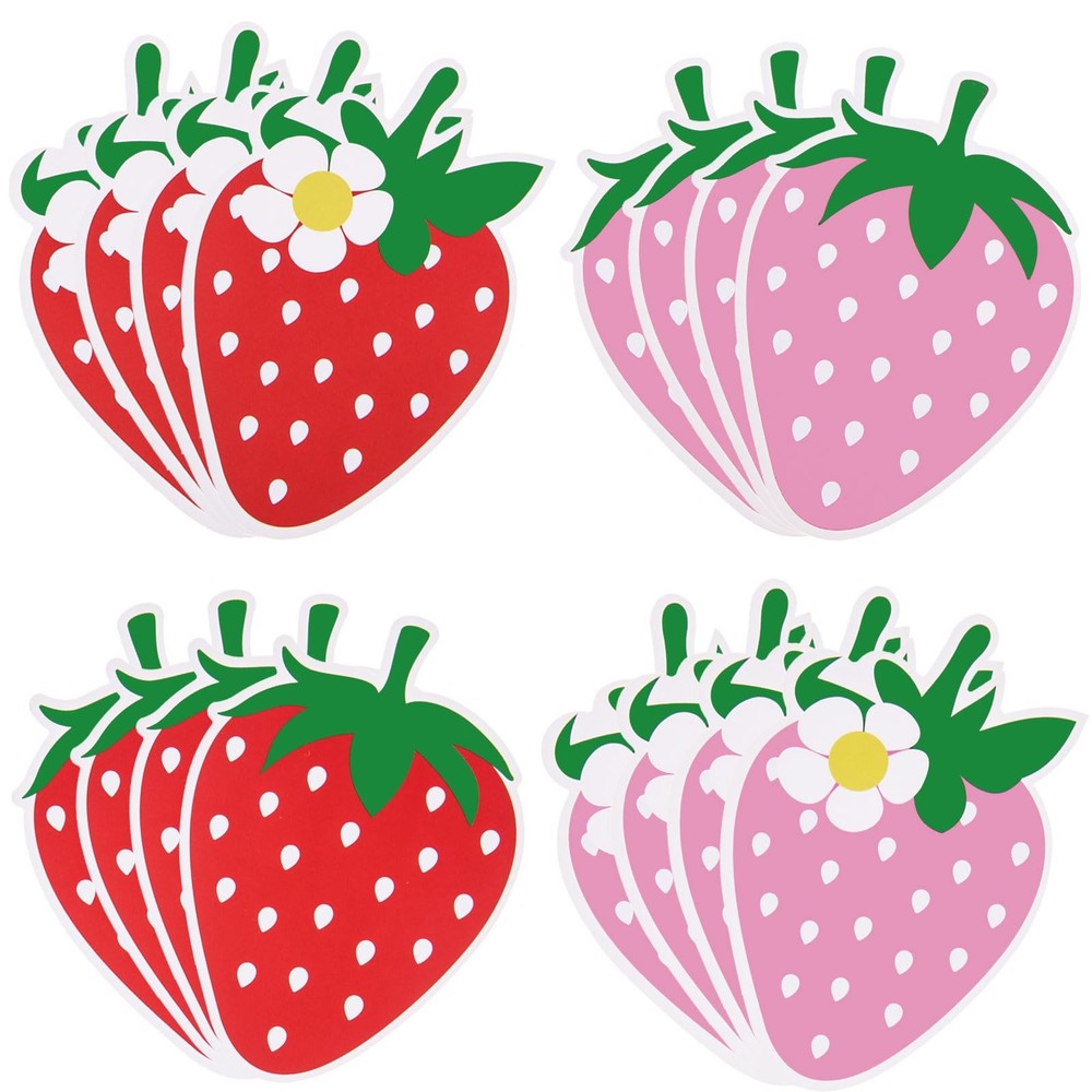 MixTeach 48 Pieces Strawberry Cutouts Summer Berry Paper Cutouts Strawberry S…