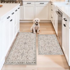 Kitchen Rugs Non-Slip Washable 2 Piece, Modern Boho Low Pile Stain-Resistant …