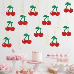 Cherry Hanging Swirl Decorations Sweet Girl Birthday Baby Shower Foil Decor