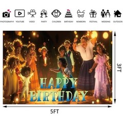 Encanto Birthday Background, 5 x 3 ft Encanto Tapestry Happy Birthday Encanto