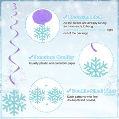Snowflake Hanging Decorations, Winter Party Hanging Swirls Ceiling Streamers Pur