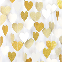 Champagne Heart Streamer Garland 52Ft, Wedding Engagement Bachelorette Party