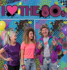 I love 80s Party 3pc Backdrop retro theme photo booth fun accessory decor banner