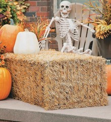 Artificial Life-Sized 3D Hay Bale Realistic Fall Decor Collapsible Prop 22″x38″