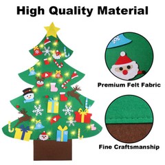 4FT DIY Felt Christmas Tree Set 36pcs Ornaments 5M 50LED String Light Xmas Decor
