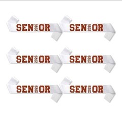 6 Pack White SENIOR 2026 Satin Sash – 2026 Graduation Sash