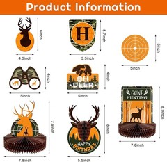 16 Pcs Hunting Birthday Party Decorations Camo Deer Hunting Birthday Decorati