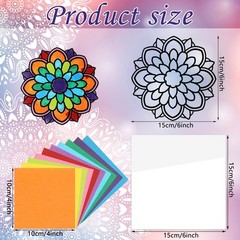 Tinlade 18 Pack Colorful Mandala Window Clings DIY Kit 6 x 6 inches,