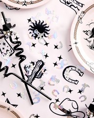 200 PCS Black Iridescent Western Confetti Rodeo Bachelorette Table Decor