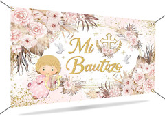 Mocsicka Mi Bautizo Banner Backdrop for Girls First Holy Communion Christening D