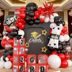 2026 Graduation Decorations Class of 2026 Red and Black Balloons Arch kit with B