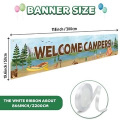 Welcome Campers Banner Camping Theme Birthday Party Decoration Family Camp Da…